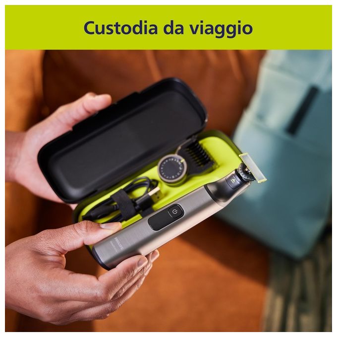 Philips QP6652 OneBlade Pro 360 Regolabarba Face Body uso Bagnato e Secco 20 livelli autonomia 120 min colore Cromo