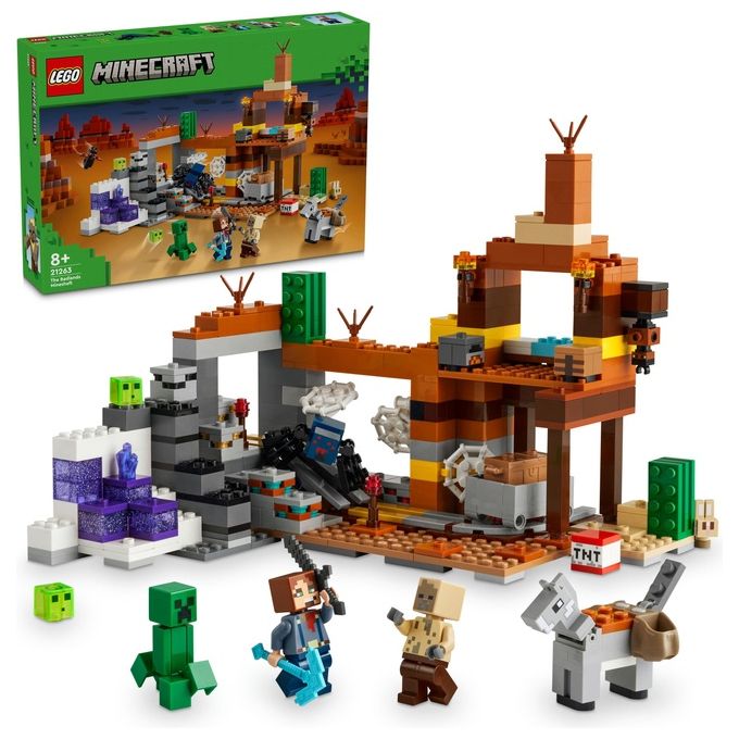 LEGO Minecraft La Miniera delle Badlands Modellino da Costruire di Bioma con Personaggi Accessori e Mob Ostili Giochi Creativi per Bambini e Bambine da 8 Anni Idea Regalo di Compleanno 21263