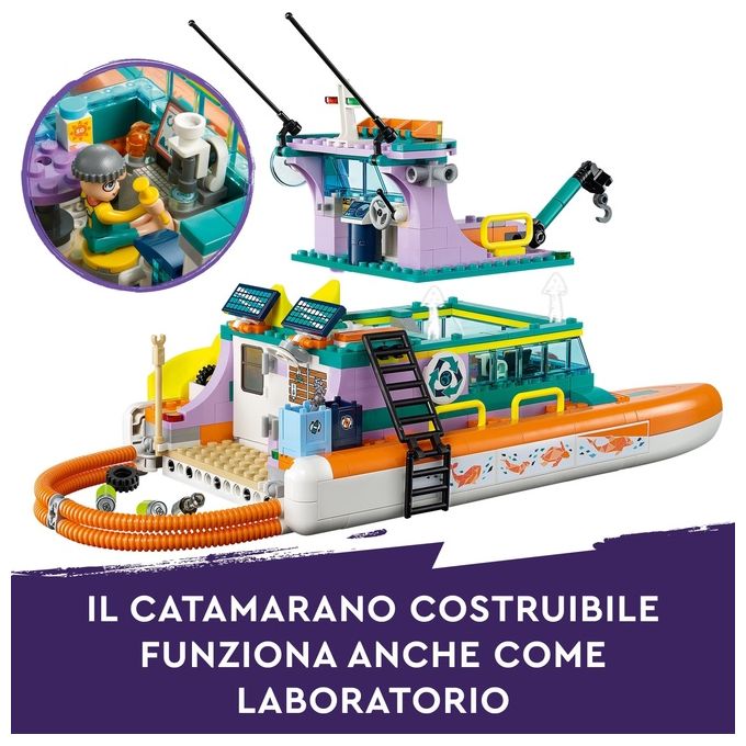 LEGO Friends 41734 Catamarano di Salvataggio, Barca Giocattolo con Animali e Sottomarino, Set Educativo, Regalo per Bambini 7+