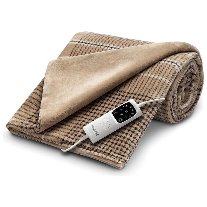 Imetec Adapto Elegance Plaid riscaldabile 180 x 140 cm tessuto morbido Velvet Double Face Risparmio energetico 6 temperature Lavabile
