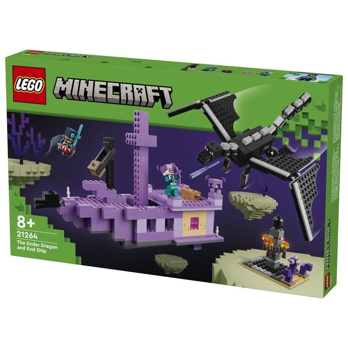 LEGO Minecraft L'Enderdrago e la Nave dell'End Giocattolo del Bioma con Drago Personaggi Mob e Accessori Giochi d'Avventura per Bambini e Bambine da 8 Anni Idea Regalo Fan del Videogioco 21264