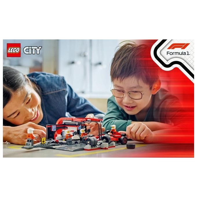Lego 60443 City Formula 1 Set da Costruzione Pit Stop e Meccanici con Monoposto Ferrari F1 322 Pezzi 5 Minifigure eta' 6+