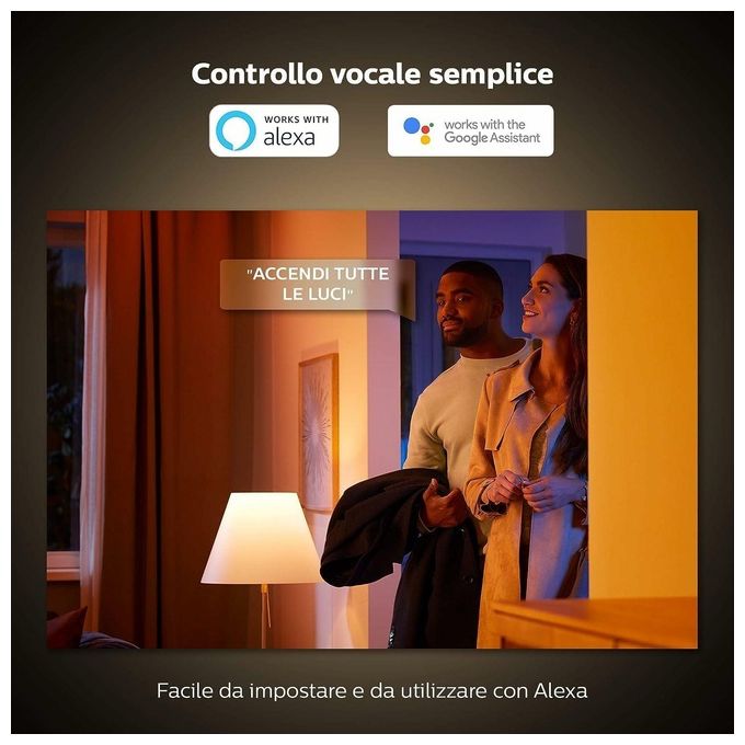 Philips 8719514288157 Hue White and Color Ambiance Lampadina Smart LED E27 A67 15W 1521lm 2000-6500K Dimmerabile Bluetooth Zigbee colore Bianco