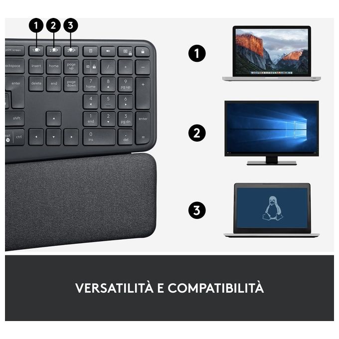Logitech Ergo K860 For Business Tastiera Italiano Grafite