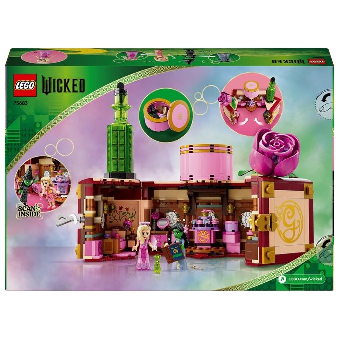 LEGO Wicked 75683 - Dormitorio di Glinda and Elphaba, Set da 740 pezzi con Minidoll Day and Night, Accessori, Valigetta Decorativa, Eta' 8+