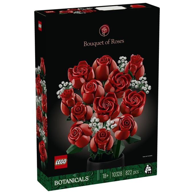 LEGO Icons 10328 Bouquet di Rose, Set Fiori Finti per Adulti, Decorazione Casa, Idea Regalo per Lei o Lui, Collezione Botanica