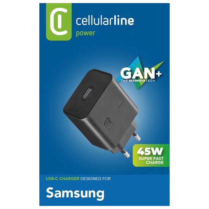 Cellular Line Super Fast Charger PD 45W Caricabatterie da Rete USB-C 45W Nero