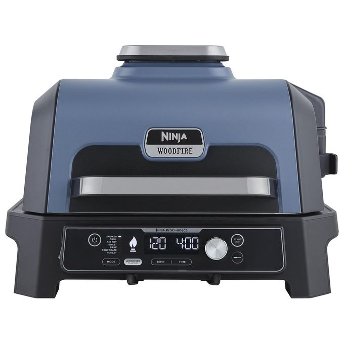 Ninja OG901EU Woodfire Pro Connect XL Barbecue Elettrico Griglia Affumicatore Friggitrice ad Aria 7 in 1 Controllo con App Termometro Digitale Pellet Woodfire Resistente alle Intemperie Nero