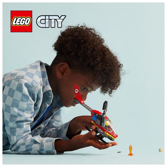 LEGO City 60411 Elicottero dei Pompieri, Veicolo Giocattolo con 2 Elementi Lancia-Acqua e Minifigure, Giochi per Bambini 5+