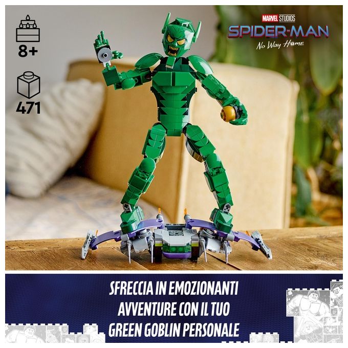 LEGO Marvel 76284 Personaggio Costruibile di Goblin, Gioco per Bambini 8+, Action Figure Snodabile del Nemico di Sider-Man