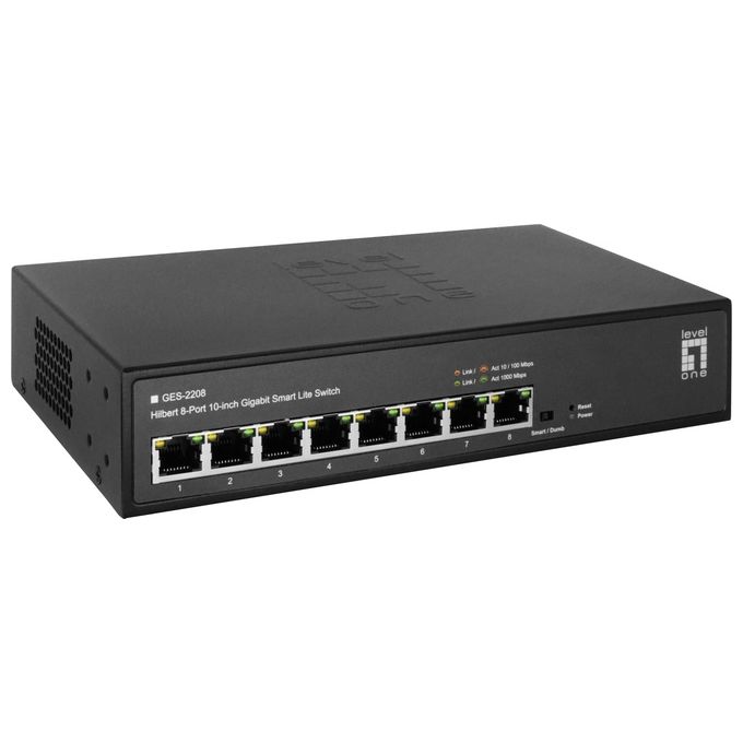 LevelOne GES-2208 Hilbert 8-Port 10-inch Gigabit Smart Lite Switch