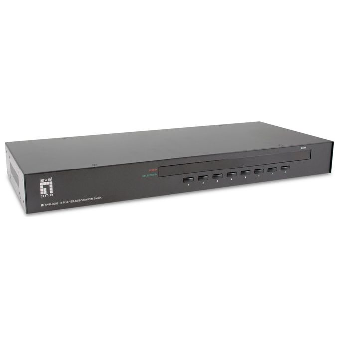 LevelOne KVM-3208 Switch per Keyboard-Video-Mouse Montaggio Rack Nero