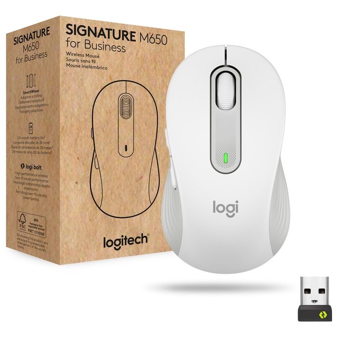 Logitech Signature M650 for Business Mouse Wireless Bianco
