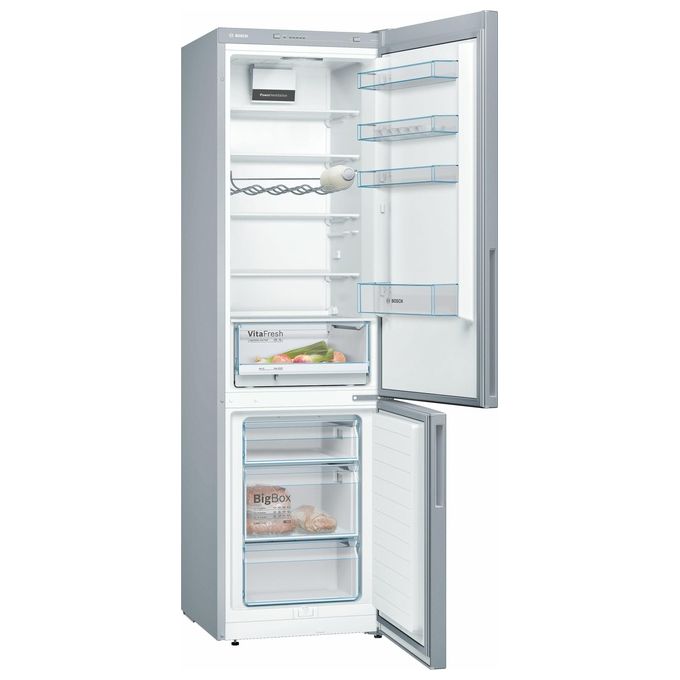 Bosch Serie 4 KGV39VLEAS Frigorifero a libera instalalzione combinato ventilato 342 Litri Classe E Congelatore Low Frost 201x60x65 Metal Look