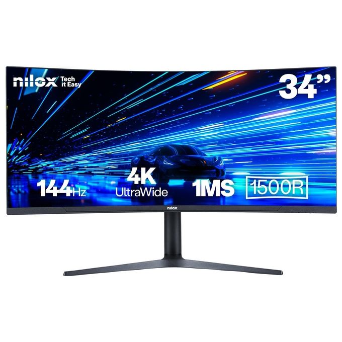 Nilox NXM344KD11 Monitor per Pc 34'' Ultrawide 4K Curvo