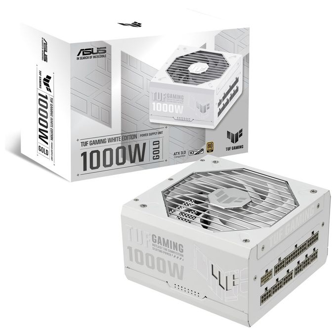 ASUS TUF Gaming 1000 W Gold Gaming Alimentatore di rete (1000 Watt alimentatore completamente modulare compatibile ATX 3.0 ventola Axial-tech rivestimento PCB doppio cuscinetto a sfera bianco)