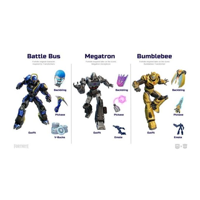 Epic Games Fortnite pacchetto Transformers Nintendo Switch 3 costumi 1000 V Buck