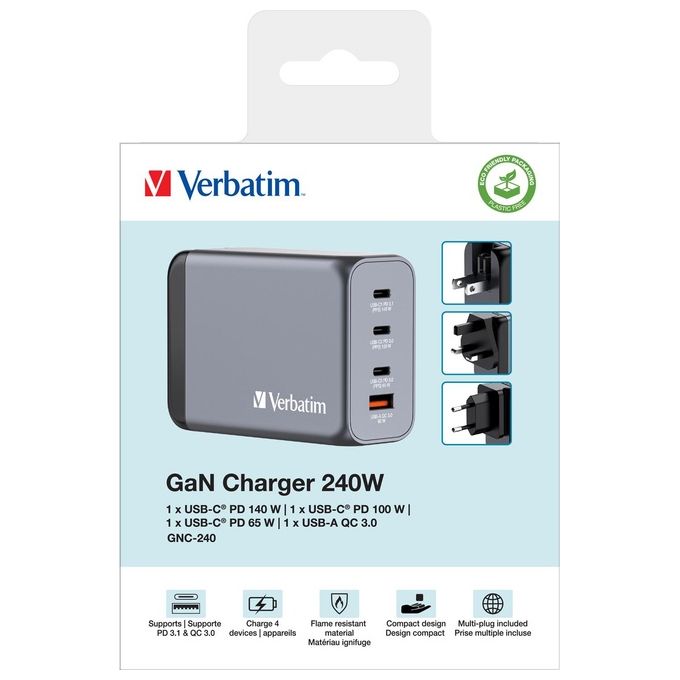 Verbatim Gan Charger 4 Porte 240W