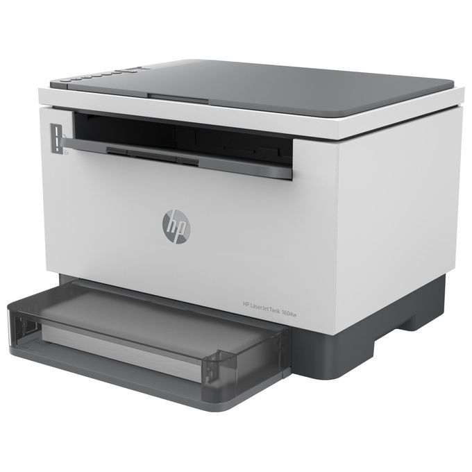 Laser Tank 1604w 381L0A, Stampante Multifunzione con Serbatoio Toner integrato a Ricarica Rapida, Stampa Fronte e Retro Manuale in bianco e nero, 22 ppm, Scansione A4, Wi-Fi, USB, HP Smart, Bianca
