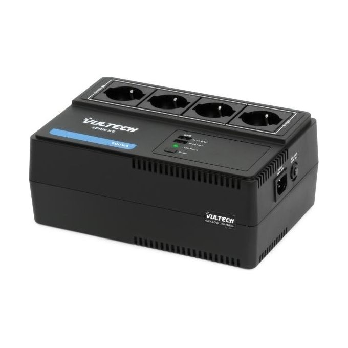 Vultech UPS700VA-XS - Gruppo di Continuita' 700VA 4x Bipasso-Schuko  2x USB