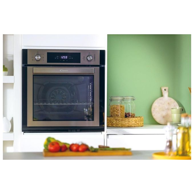 Candy FCNE825XL WIFI Forno Elettrico Multifunzione Capacita' 70 Litri Classe energetica A+ 8 funzioni Timer Touch Softclose Castelletto e guide telescopiche Aquactiva Wifi 60 cm Inox