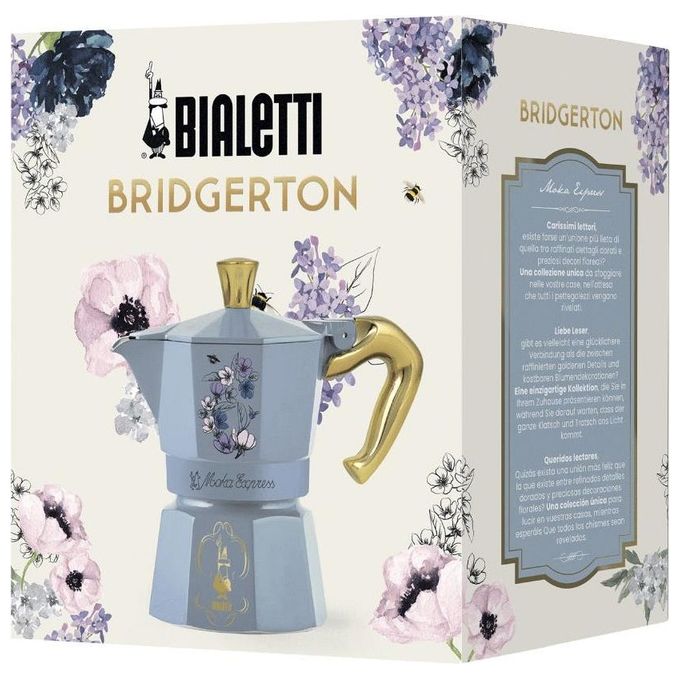 Bialetti Moka Express Bridgerton 3 Tazze Manico anti scottatura Non adatta ad induzione 3 Tazze (130ml) Alluminio