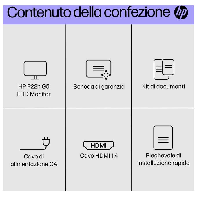 HP P22h G5 Monitor Pc 21.5'' 1920x1080 Pixel Full Hd Nero