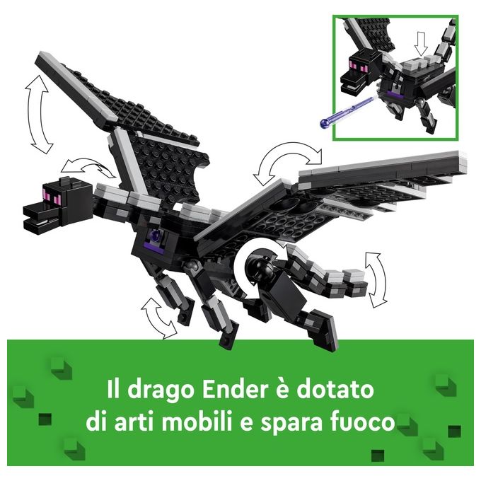LEGO Minecraft L'Enderdrago e la Nave dell'End Giocattolo del Bioma con Drago Personaggi Mob e Accessori Giochi d'Avventura per Bambini e Bambine da 8 Anni Idea Regalo Fan del Videogioco 21264