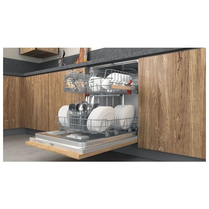 Hotpoint HIS 3010 Lavastoviglie da incasso a Scomparsa Totale 13 Coperti Classe Energetica F 4 programmi Cesti Flexiload Terzo cesto 59.8cm Bianco