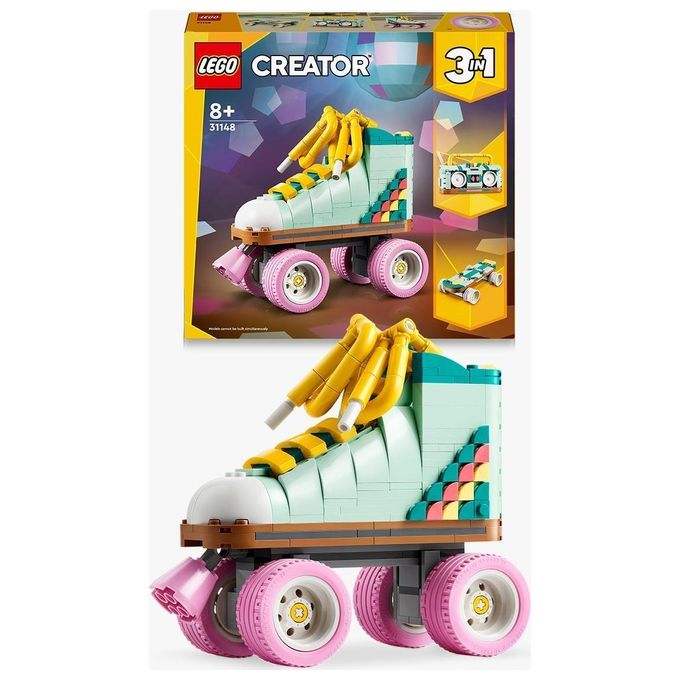 LEGO Creator 31148 3in1 Pattino a Rotelle Retro' Trasformabile in Mini Skateboard o Radio Giocattolo, Giochi per Bambini 8+