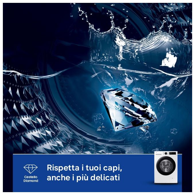 Samsung WW90CGC04DAEET Crystal Clean Lavatrice Carica Frontale 9 Kg 1400 rpm Classe A EcoBubble Digital Inverter Wi-Fi (85x60x55 cm) colore Bianco