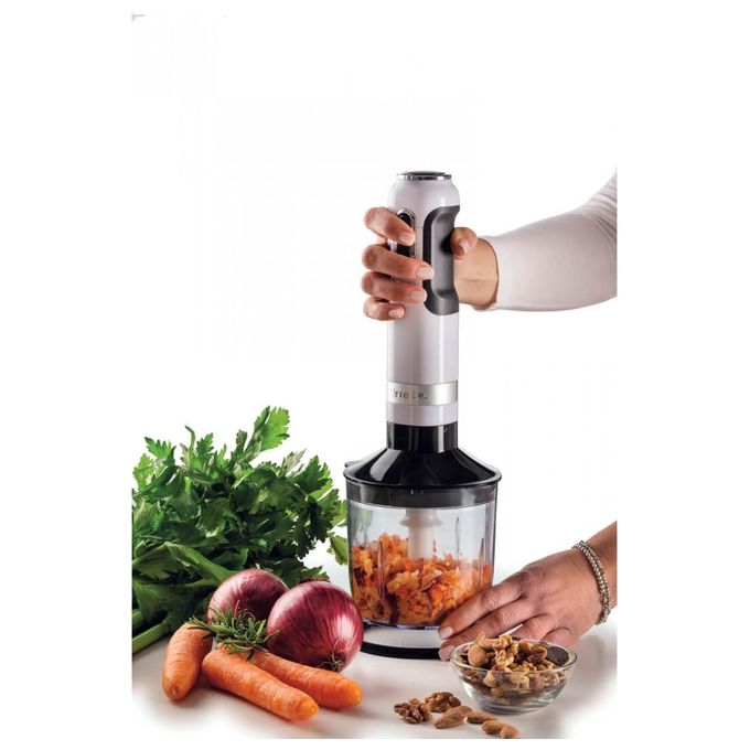 Ariete 00C060201AR0 Moderna Frullatore a immersione 1000W 10 velocita' Turbo con bicchiere 700ml tritatutto 500ml e frusta colore Bianco