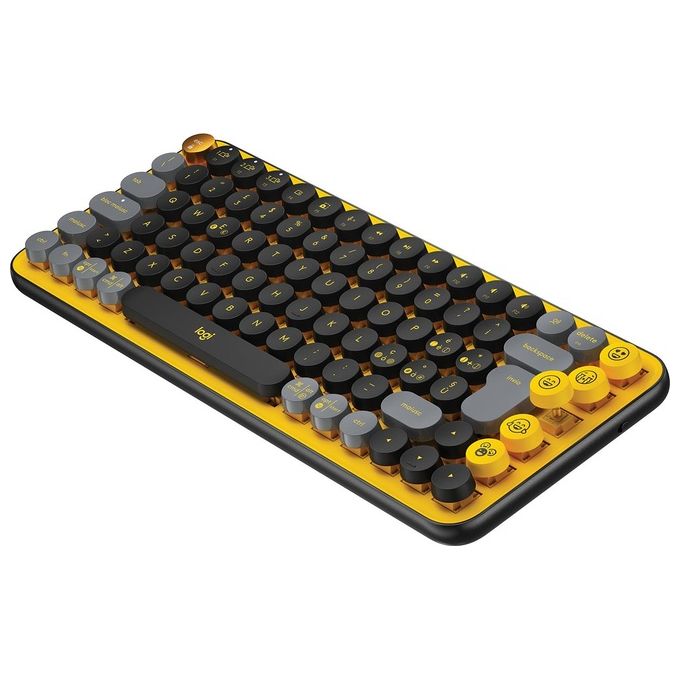 Logitech POP Keys Tastiera Meccanica Wireless con Tasti Emoji Personalizzabili Blast-Yellow