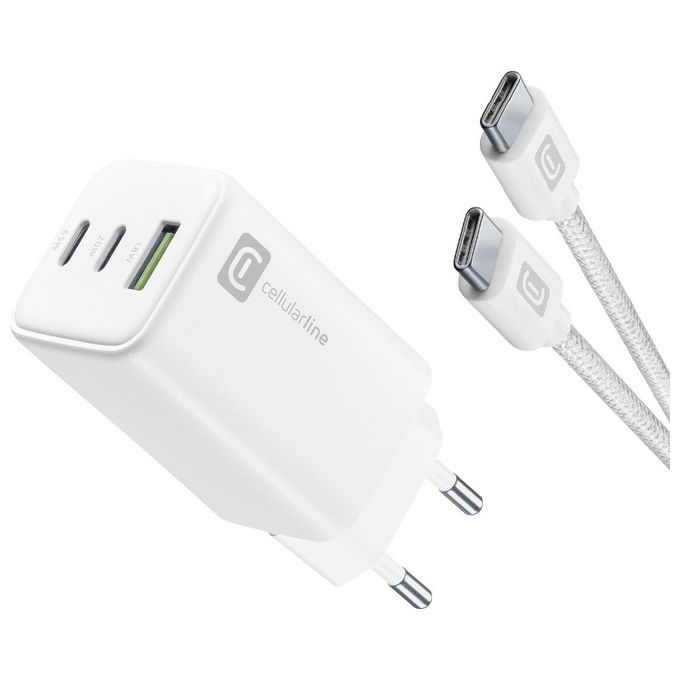 Cellular Line Caricabatterie Multipower 65W GaN Bianco