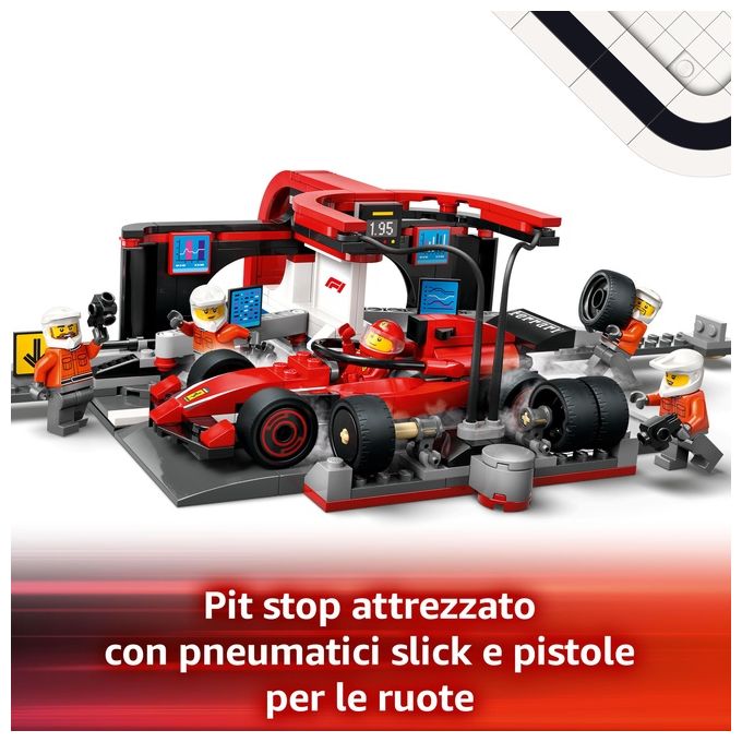 Lego 60443 City Formula 1 Set da Costruzione Pit Stop e Meccanici con Monoposto Ferrari F1 322 Pezzi 5 Minifigure eta' 6+