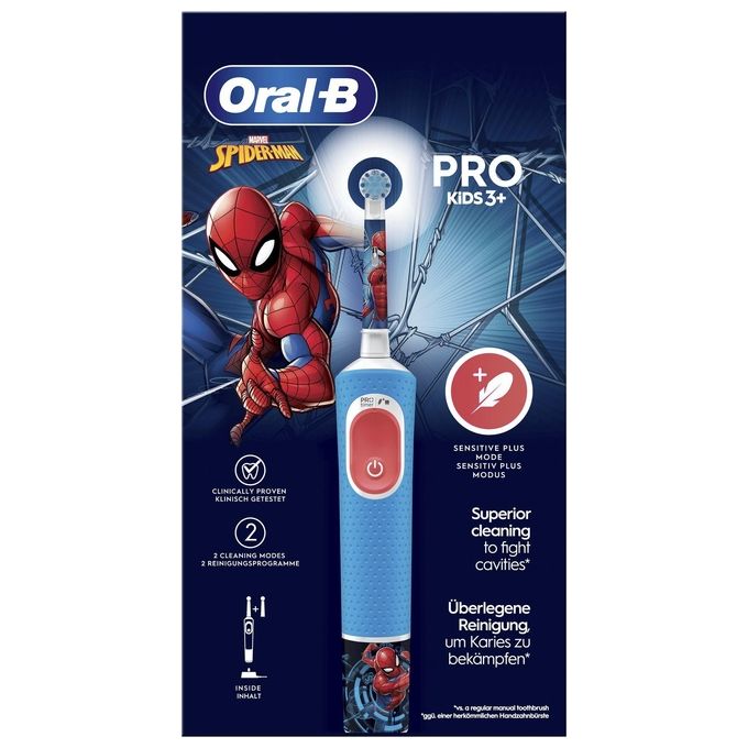 Braun Oral B Spazzolino Elettrico Pro Kids Spiderman Azzurro e Bianco