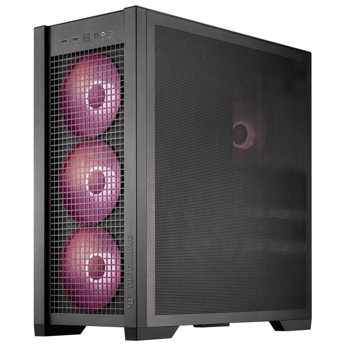 ASUS TUF GAMING GT302 TG ARGB Black Case Gaming E-ATX Mid Tower Pannelli Laterali intercambiabili Mesh Vetro Temperato 4 ventole ARGB preinstallate da 140 x 28 mm Nero