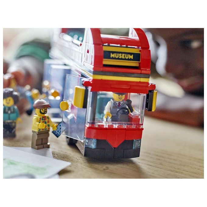 LEGO City Autobus Turistico Rosso a Due Piani Giochi per Bambini e Bambine da 7 Anni in su con Veicolo Giocattolo in Stile Londinese da Costruire e 5 Minifigure Idea Regalo di Compleanno 60407