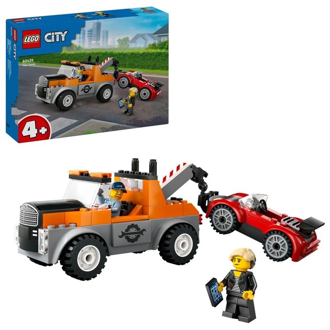 LEGO City Autogru' e Officina Auto Sportive Giocattolo Giochi Creativi da Meccanico per Bambini e Bambine da 4 Anni con Camion Carro Attrezzi e Macchina da Costruire Idea Regalo da Collezione 60435
