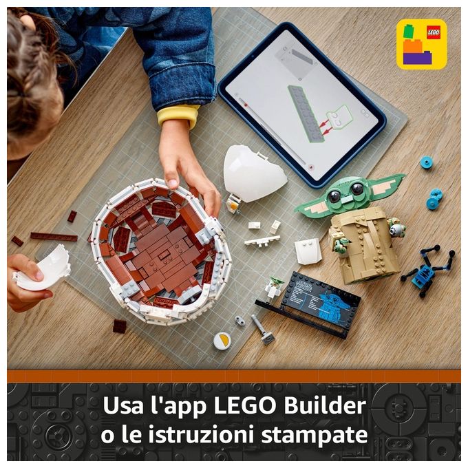 LEGO 75403 Star Wars Grogu con Carrozzina Hover 1048 pezzi con minifigure e accessori colore Nero