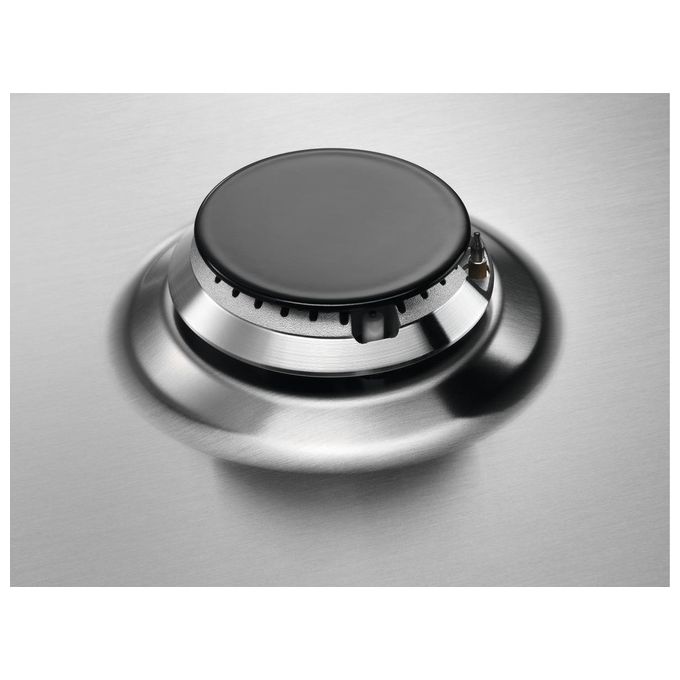 Aeg HGB75400SM Piano Cottura a Gas 75cm 5 Bruciatori 1 Bruciatore Wok Tripla Corona Inox con Cruscotto Comandi in Cristallo