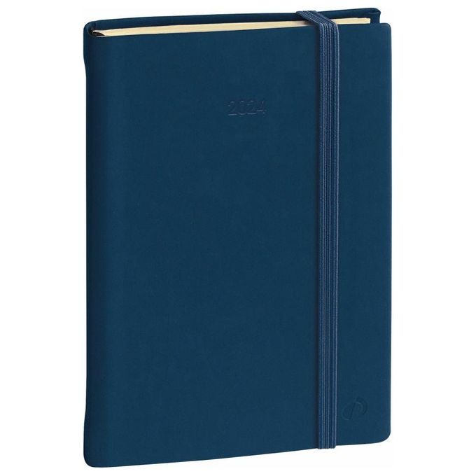 Quo Vadis Agenda Daily 24 Prest Multilingua Anno 2023 Blu Marine Formato 16x24cm Giornaliera 12 Mesi Carta Avorio Copertina Rigida Morbida al Tatto con Elastico Silk