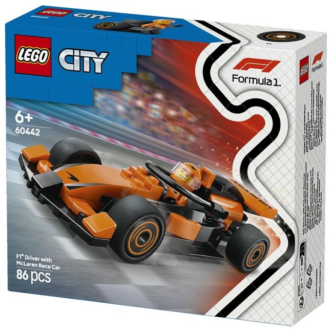 Lego Set Pilota e Monoposto McLaren F1 60442 City Formula1 Racing Construction Kit