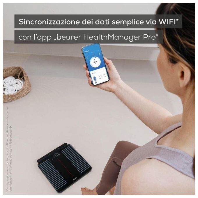Beurer BF 990 WIFI Bilancia diagnostica Wi-fi e Bluetooth - con unita' estraibile per analisi incrociata (controllo accurato delle diverse parti del corpo) - 25 valori relativi alla salute sempre sotto controllo nell'app beurer Health Manager Pro - con ca