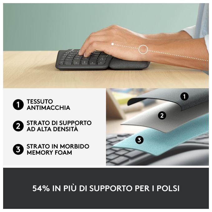 Logitech Ergo K860 For Business Tastiera Italiano Grafite