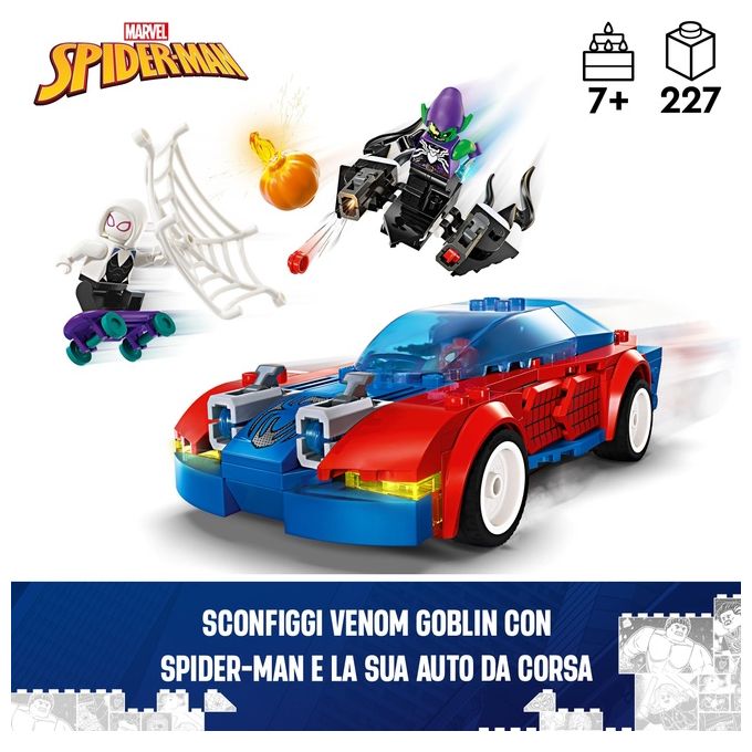 LEGO Marvel 76279 Auto da Corsa di Spider-Man e Venom Goblin, Gioco per Bambini di 7+ Anni, Veicoli Giocattolo dei Supereroi