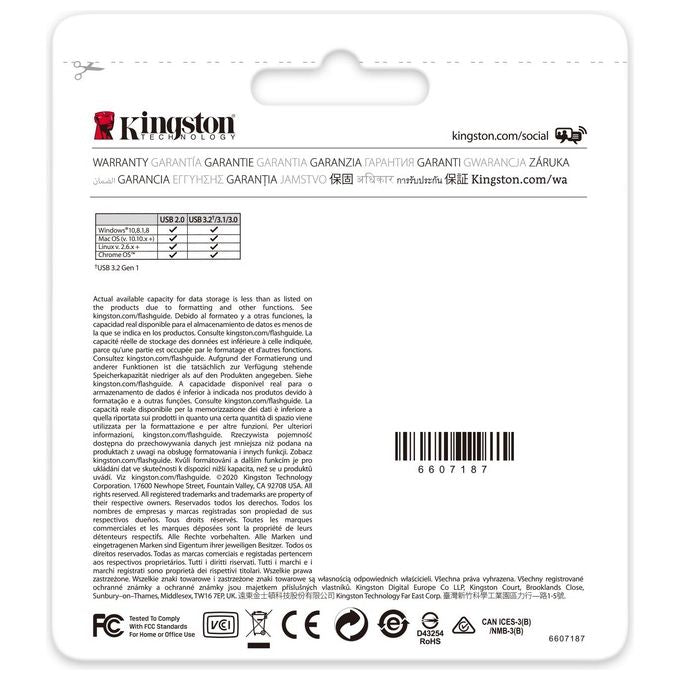Kingston Technology Datatraveler Kyson Unita' Flash Usb 128Gb Usb Tipo A 3.2 Gen 1 Argento