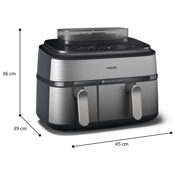 [ComeNuovo] Philips Airfryer Serie 5000 Friggitrice ad aria con doppio cestello 9.0 Litri e cottura a vapore