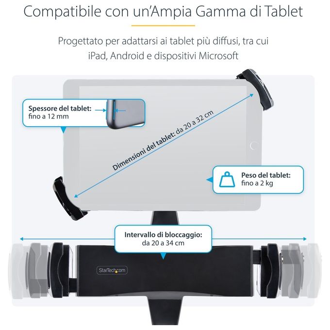 StarTech.com Tablet-vesa-adapter Supporto per Personal Communication Supporto Passivo Tablet-Umpc Nero