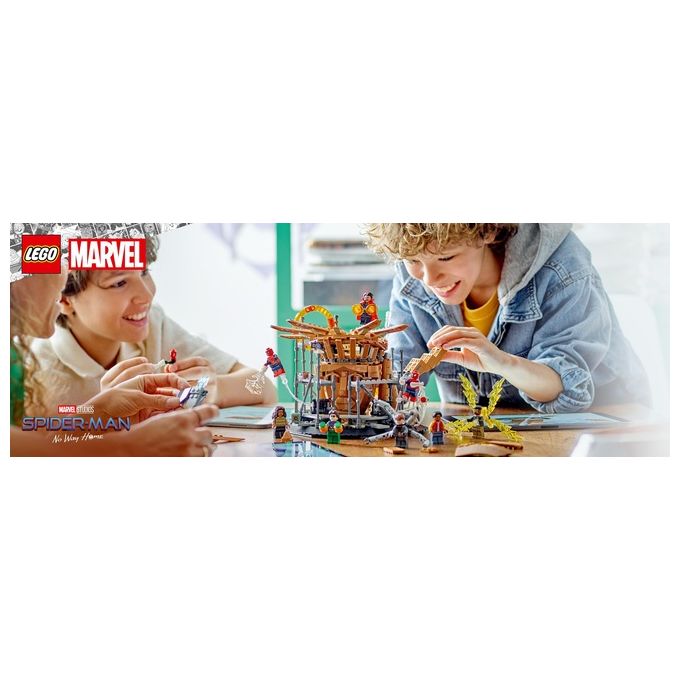 LEGO Marvel 76261 La Battaglia Finale di Spider-Man, Ricrea la Scena di Spider-Man: No Way Home con 3 Minifigure di Peter Parker